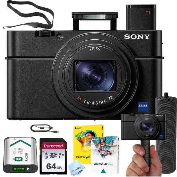 Sony RX100 VII Premium Compact Camera with 1.0-Type Stacked CMOS Sensor + 64GB Memory + Stabilizing Grip + Software Pack +More (Value Bundle)-International Version