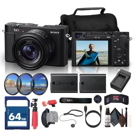 Sony RX1R III Full-Frame Compact Camera 35mm Lens, 4K Video, Fast Hybrid AF, Pro-Grade Lightweight ForTravel & Street (DSCRX1RM3) + 64GB Card + NP-FW50 Battery + Filter Kit + More