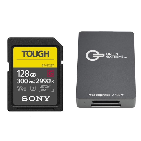 Sony SF-G Series Tough 128GB UHS-II SDXC Memory Card with GREEN EXTREME USB-C 3.2 GEN 2 CFEXPRESS