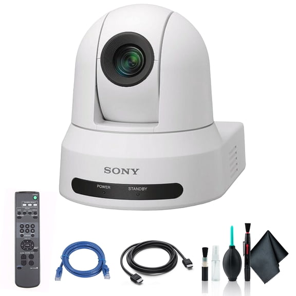 Sony SRG-X40UH 4K/HDMI/USB Optical 40x Zoom PTZ Camera with PoE+ White SRG-X40UH/W, Cat5e Ethernet Cable, Cleaning Set, HDMI Cable - Bundle