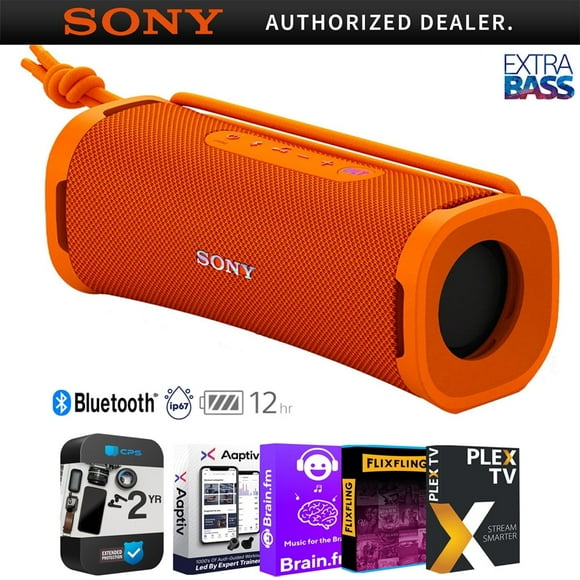 Sony (SRS-ULT10D) EXTRA BASS Portable Bluetooth Speaker, Orange (2024 Model) Bundle with Tech Smart USA Audio Entertainment Essentials Bundle and 2 Year Extended Warranty