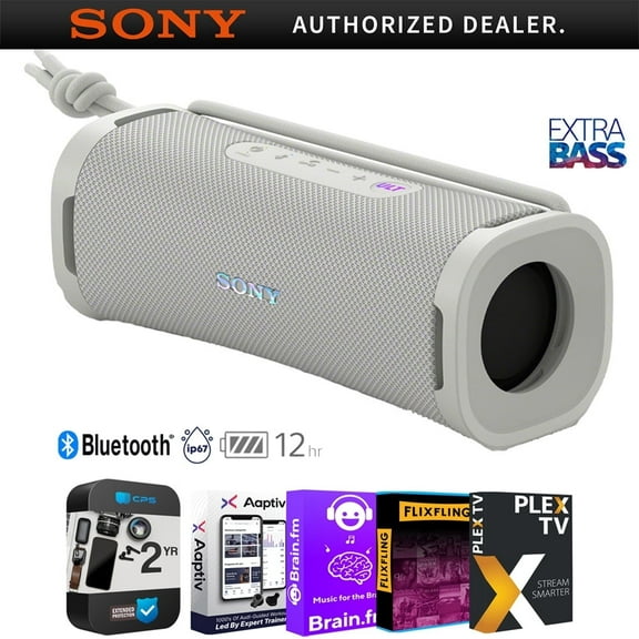 Sony (SRS-ULT10W) EXTRA BASS Portable Bluetooth Speaker, White (2024 Model) Bundle with Tech Smart USA Audio Entertainment Essentials Bundle and 2 Year Extended Warranty| Official Sony USA Dealer