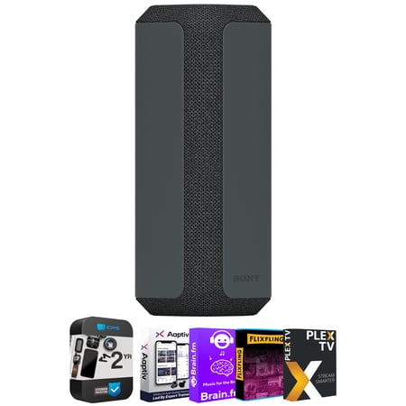 Sony SRSXE300/B Portable Bluetooth Wireless Speaker, Black Bundle with 2 YR CPS Enhanced Protection Pack and Tech Smart USA Audio Entertainment Essentials Bundle 2020