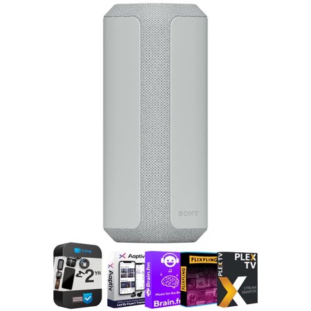 Sony SRSXE300/H Portable Bluetooth Wireless Speaker, Light Gray Bundle with 2 YR CPS Enhanced Protection Pack and Tech Smart USA Audio Entertainment Essentials Bundle 2020