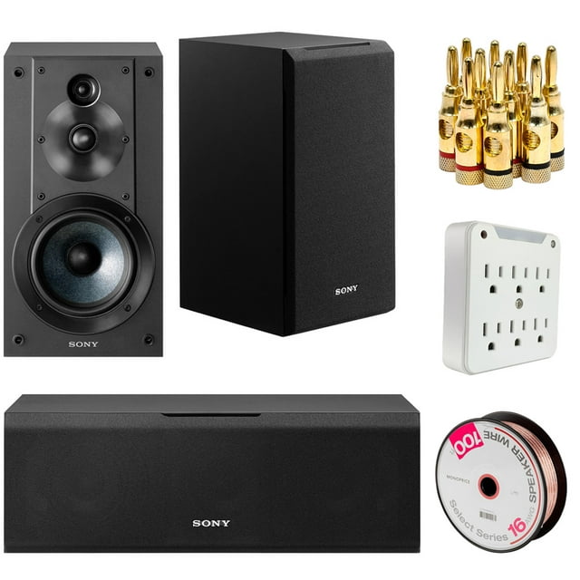 Sony SS-CS8 Center Channel Speaker and SS-CS5 Bookshelf Speakers with Wire Bundle