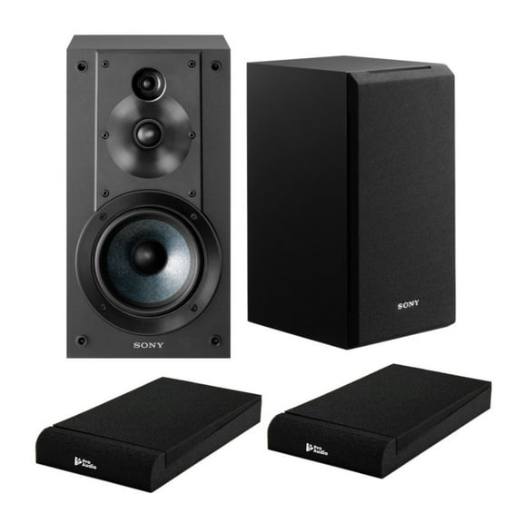 Sony SSCS5 3-Way 3-Driver Bookshelf Speaker System (Black) with Isolation Pads