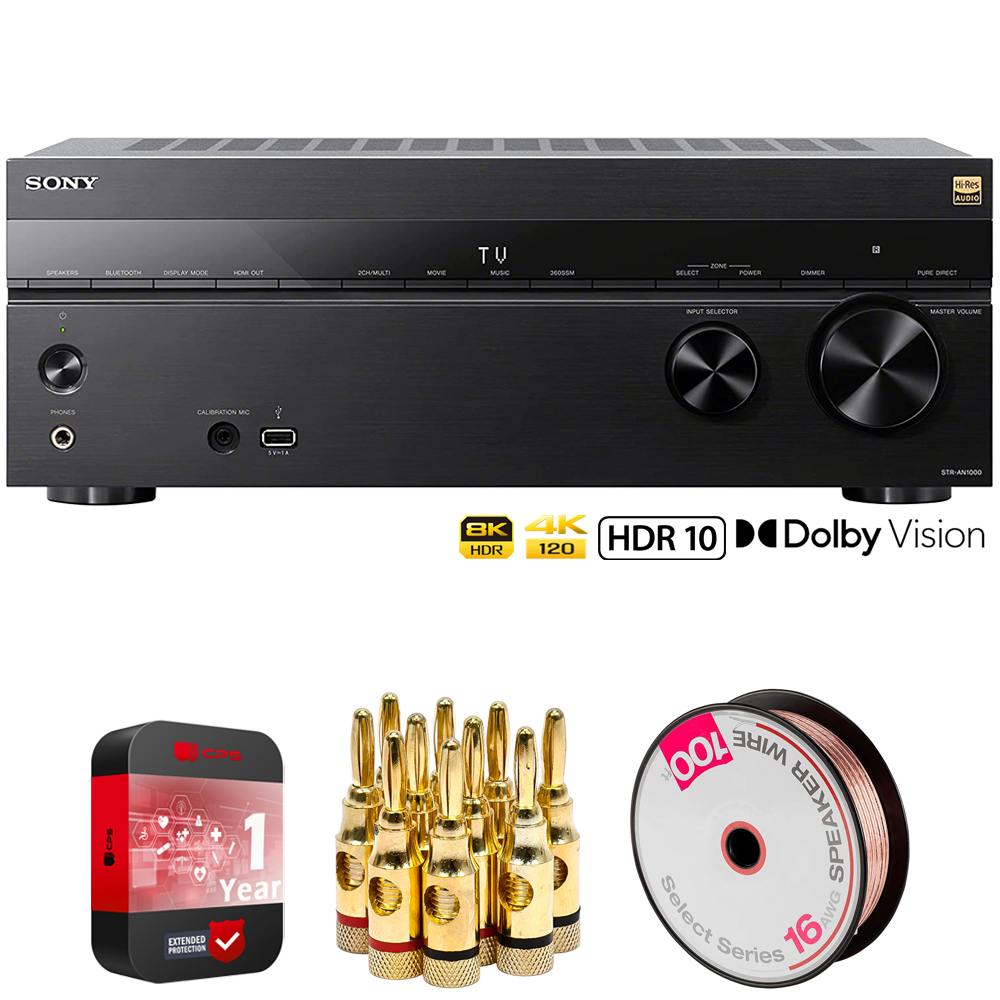 Sony STR-AN1000 7.2 Channel Stereo Receiver with 100ft 16 AWG Speaker Wire