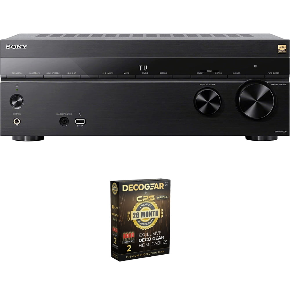 Sony STR-AN1000 7.2 Channel Home Theater 8K A/V Receiver Bundle with 26 Month CPS Extended Protection Pack