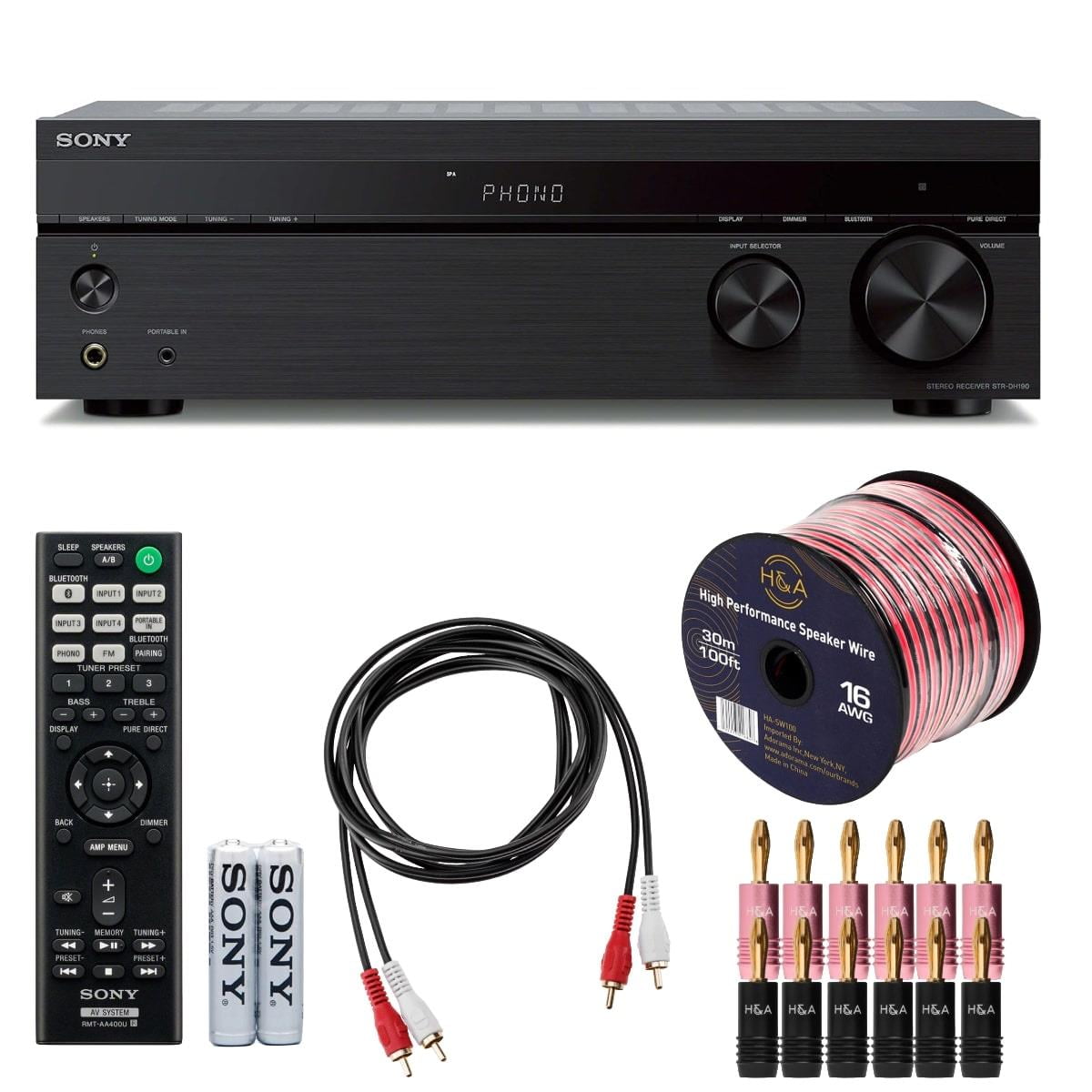 Sony STR-DH190 2-Channel Stereo Receiver, Bluetooth, Phono Input