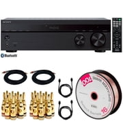 Sony STRDH190 2-Ch Stereo Receiver w/Phono Inputs and Bluetooth (2018) with 100FT Select Series 16 AWG Speaker Wire, 2x Brass Speaker Banana Plugs (5-Pair), 2x 15FT Coaxial A/V RCA Cable, 2x 6FT HDMI