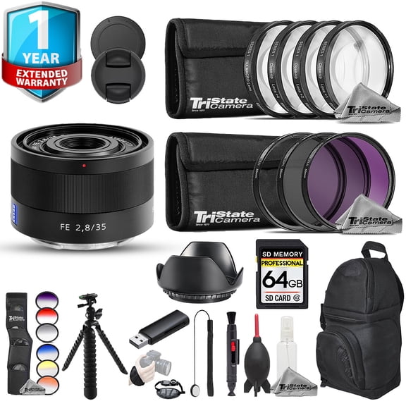 Sony Sonnar T* FE 35mm f/2.8 ZA Lens - 23pc Pro Bundle + 1 Yr Warranty (International Version)