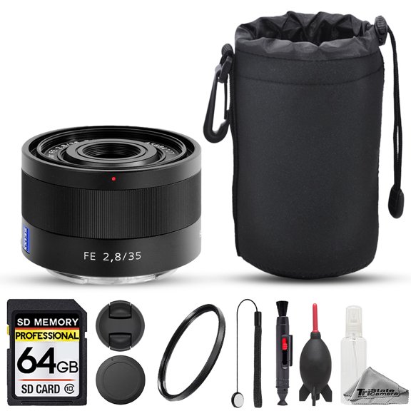 Sony Sonnar T* FE 35mm f/2.8 ZA Lens - 8pc 64GB Memory Bundle (International Version)