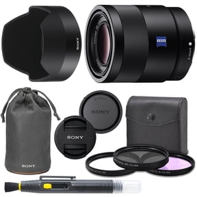 Sony Sonnar T FE 55mm f/1.8 ZA Full Frame Lens with AOM Pro Kit. Includes: UV Filter, Circular Polarizing Filter, Fluorescent Day Filter, Sony Lens Hood, Front & Rear Caps - International Version