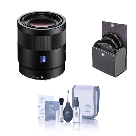 Sony Sonnar T* FE 55mm f/1.8 ZA Lens for Sony E, Bundle with 49mm UV Slim Filter, Cleaning Kit