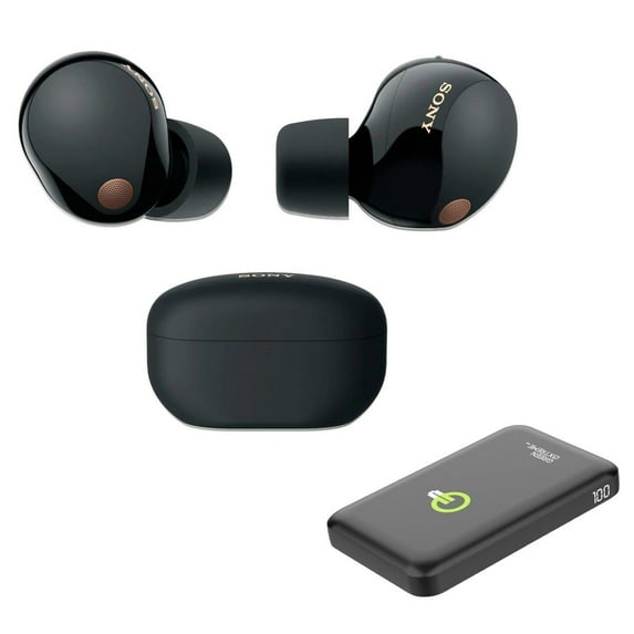 Sony Sony WF-1000XM5 The Best Truly Wireless Bluetooth Noise Canceling Earbuds Headphones with Alexa Built in, Black, With Green Extreme Portable Wireless Charger