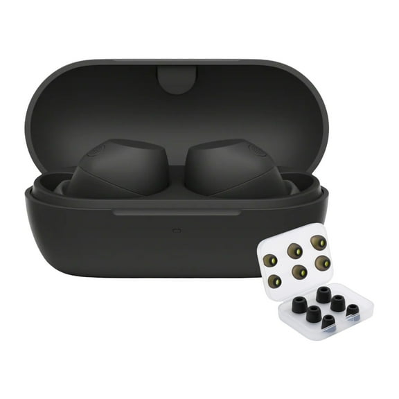 Sony Truly Wireless Noise-Canceling Earbuds (Black) Bundle with Foam & Silicone Ear Tips (6-Pack) (2 Items)
