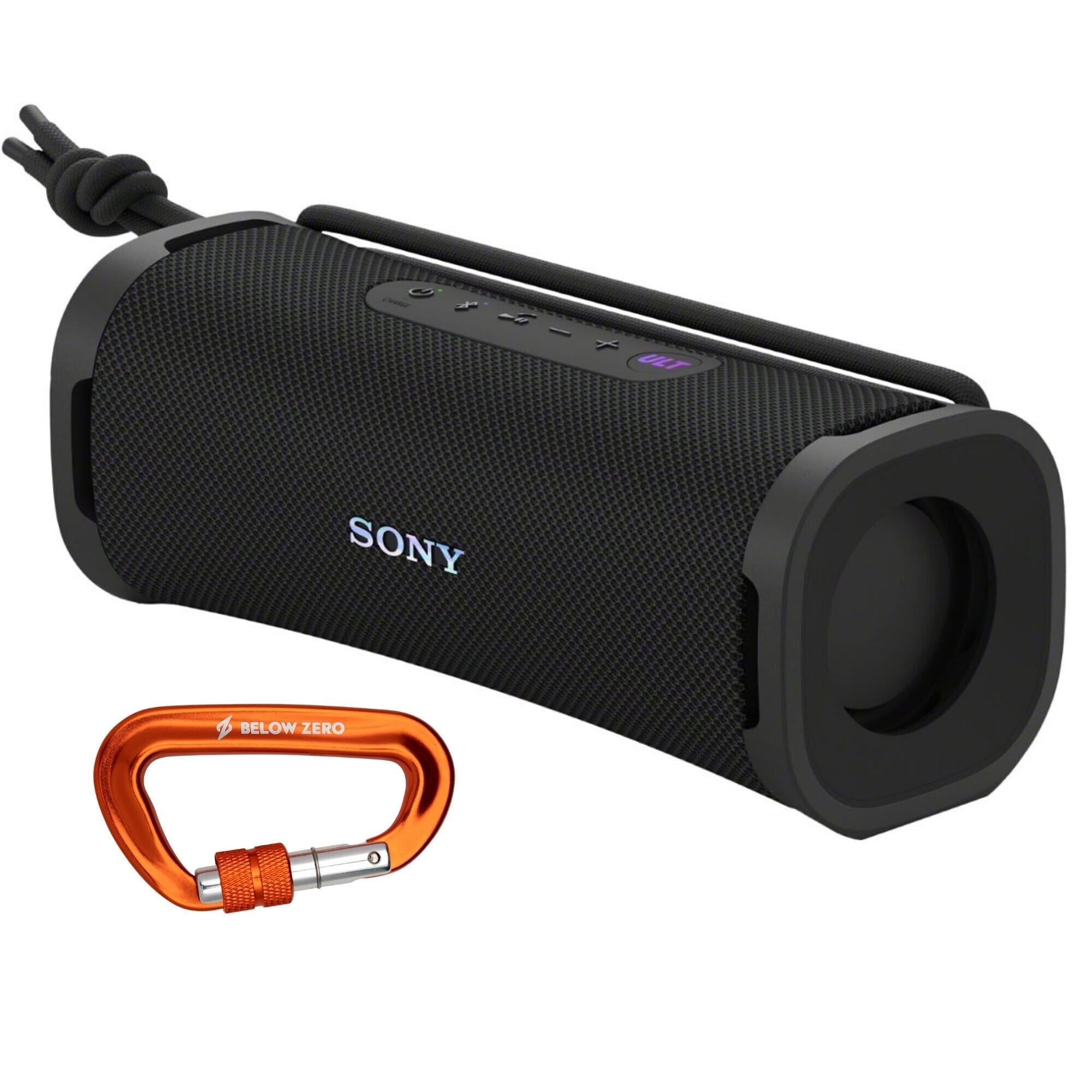 Sony ULT FIELD 1 Bluetooth Wireless Portable Speaker with Echo Canceling Technology (Black) Bundle with 12kN Heavy Duty Carabiner with Locking Clamp (Orange) (2 Items)