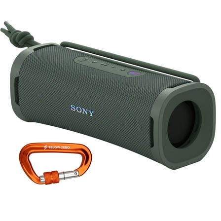 Sony ULT FIELD 1 Bluetooth Wireless Portable Speaker with Echo Canceling Technology (Forest Gray) Bundle with 12kN Heavy Duty Carabiner with Locking Clip (Orange) (2 Items)