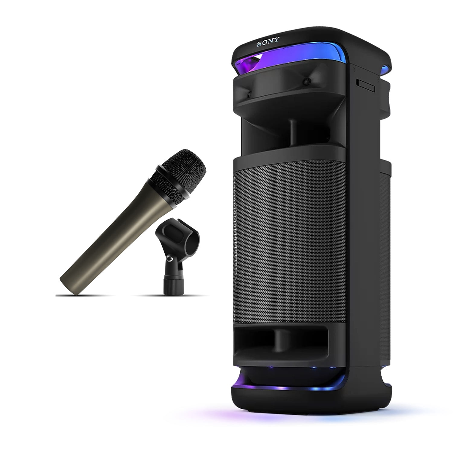 Sony ULT TOWER 10 Party Speaker (Black) Bundle with Wired Unidirectional Dynamic Microphone with 10 Feet Cable (Black)