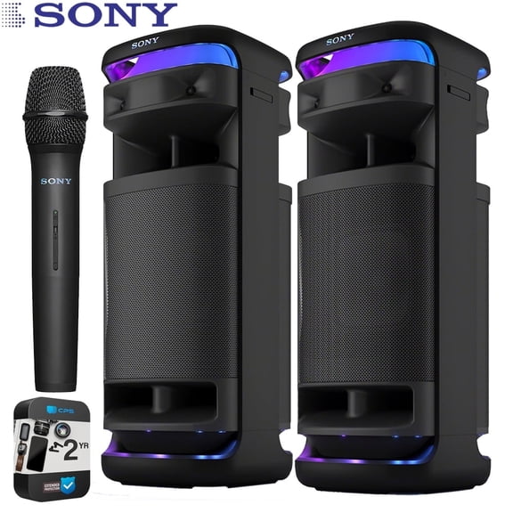 Sony ULT Tower 10 Bluetooth Karaoke Party Speaker with Powerful Bass (Pair) Bundle with 2 Year Enhanced Protection Pack