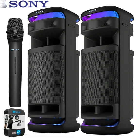 Sony ULT Tower 10 Bluetooth Karaoke Party Speaker with Powerful Bass (Pair) Bundle with 2 Year Enhanced Protection Pack