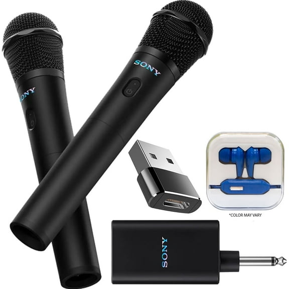 Sony UOULTMIC1 ULT POWER SOUND series ULT MIC Wireless Microphone (2 Mics, 1 Receiver) Bundle with Mizco Travelocity In-Ear Headphone (Colors May Vary) & Deco Essentials Type C Adapter