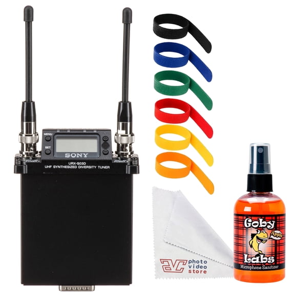 Sony URX-S03D UWP-D Dual-Channel Slot-In Wireless Receiver (UC14: 470542 MHz) | Digital Audio Processing & Frequency Auto Scan for ENG & Broadcast Production + Cable Ties + Mic Cleaner + Cloth
