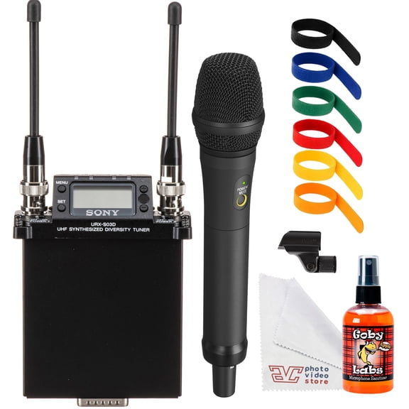 Sony URX-S03D UWP-D Dual-Channel Slot-In Wireless Receiver (UC14: 470542 MHz) | Digital Audio Processing & Frequency Auto Scan for ENG & Broadcast Production + Sony UTX-M40 Microphone + More