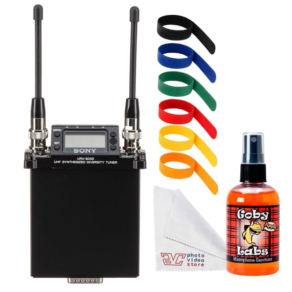 Sony URX-S03D UWP-D Dual-Channel Slot-In Wireless Receiver (UC14: 536608 MHz) | Digital Audio Processing & Frequency Auto Scan for ENG & Broadcast Production + Cable Ties + Mic Cleaner + Cloth