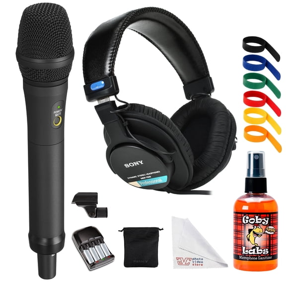 Sony UTX-M40 Wireless Handheld Cardioid Microphone Transmitter (UC14: 470542 MHz) | UWP-D Digital Audio, NFC Sync & Low-Noise Design | For Events & Broadcast + Headphones + AA with Charger + More
