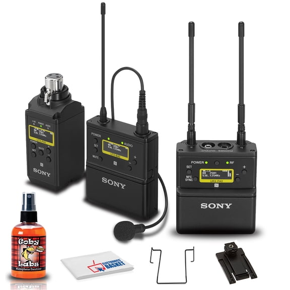 Sony UWP-D26 Camera-Mount Wireless Combo Microphone System (UC25: 536 to 608 MHz) Bundle with Microphone Cleaning Kit