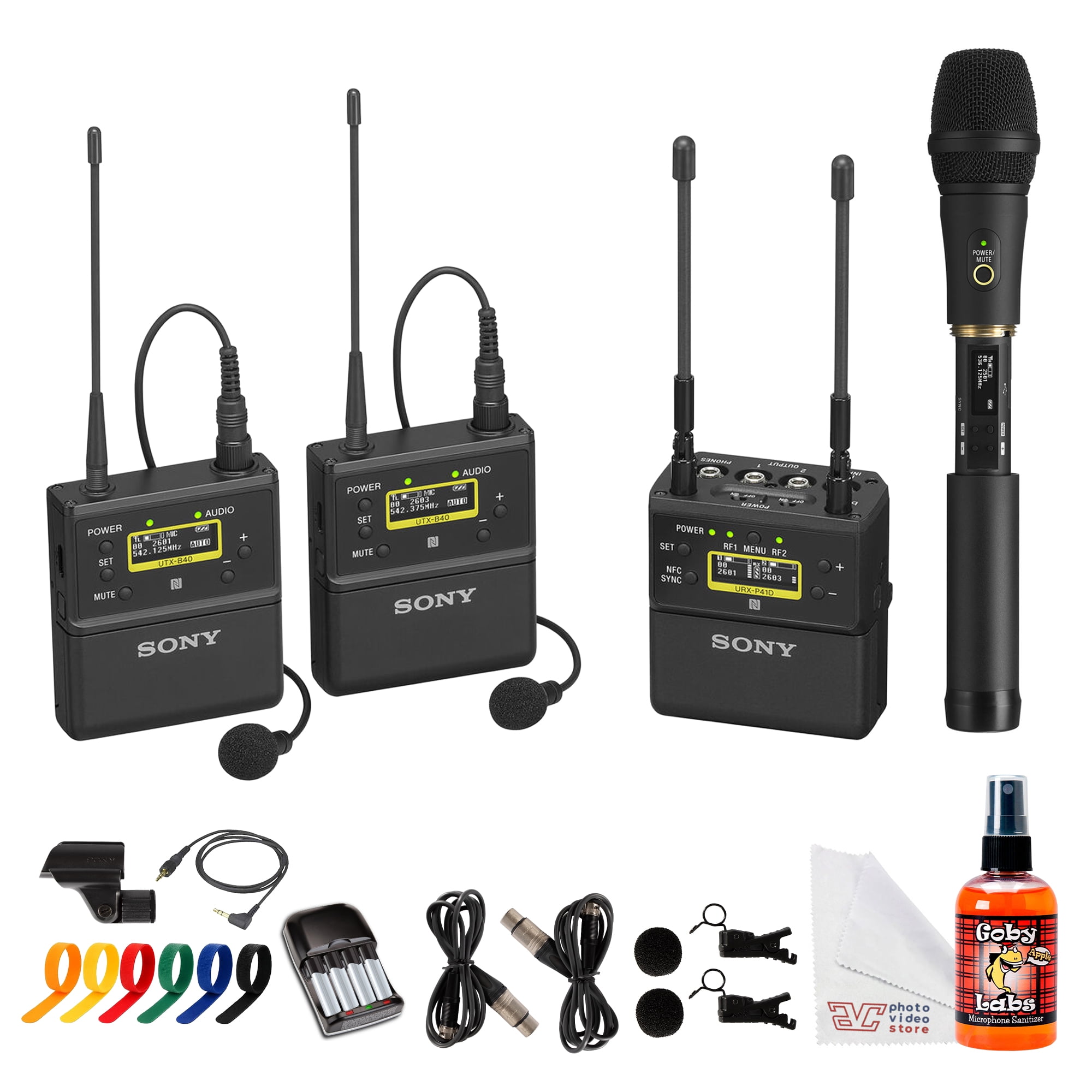 Sony UWP-D27 2-Person Camera-Mount Wireless Omni Lavalier Microphone System (UC25: 536–608 MHz) | UWP-D Digital Audio, NFC Sync & Dual-Channel Receiver + Sony UTX-M40 Wireless Microphone + More