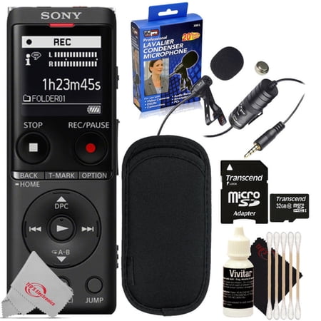 Sony UX570 Digital Voice Recorder (Black) + Professional Lavalier Condenser Microphone Kit