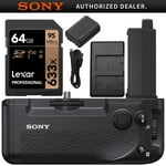 Sony VG-C4EM Vertical Grip for Alpha Full Frame Mirrorless Cameras a7R IV, a7 IV, a9 II, a7S III, Alpha One Bundle with and Compatible Replacement FZ100 Battery + Dual Charger + 64GB Memory Card