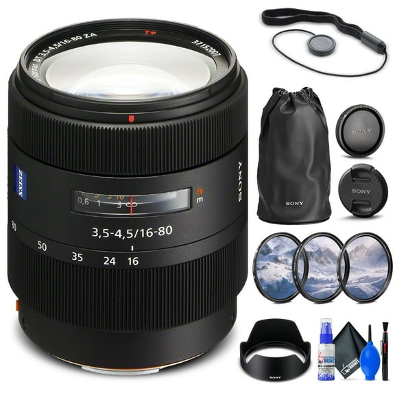 Sony Vario-Sonnar T* DT 16-80mm f/3.5-4.5 ZA Lens + Filters + Cap Keeper + More