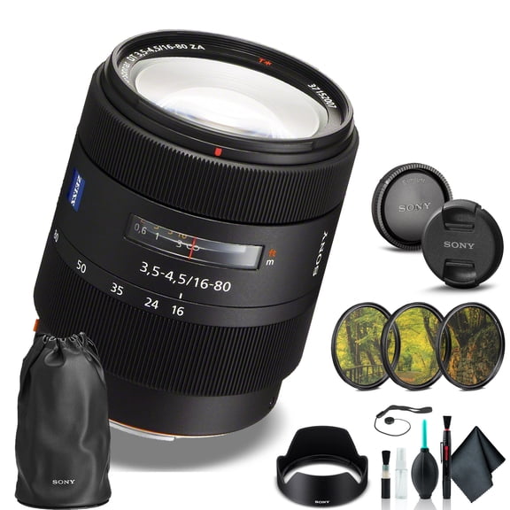 Sony Vario-Sonnar T* DT 16-80mm f/3.5-4.5 ZA Lens SAL1680Z, Filter Kit, Cap Keeper, Cleaning Kit, and More