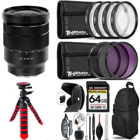 Sony Vario-Tessar T* FE 16-35mm f/4 ZA OSS Lens +7 Piece Filter  & More - 64GB Kit