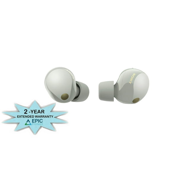 Sony WF-1000XM5-SILVER Wireless Noise Canceling Hi-Res Earbuds with 3 Year Coverage by Amber Protect (2023)