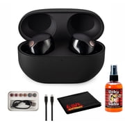 Sony WF-1000XM5 True Wireless Noise Canceling Earbuds Black Hi-Res Audio, Bluetooth 5.3, Adaptive ANC, Built-In Microphone with Goby Labs Cleaner and Microfiber Cloth Bundle International Model
