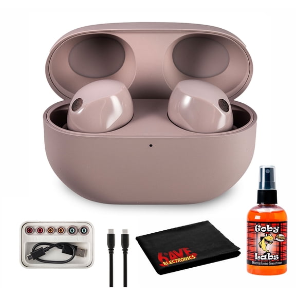 Sony WF-1000XM5 True Wireless Noise Canceling Earbuds (Pink) Hi-Res Audio, Bluetooth 5.3, Adaptive ANC, Built-In Microphone with Goby Labs Cleaner and Microfiber Cloth Bundle (International Model)
