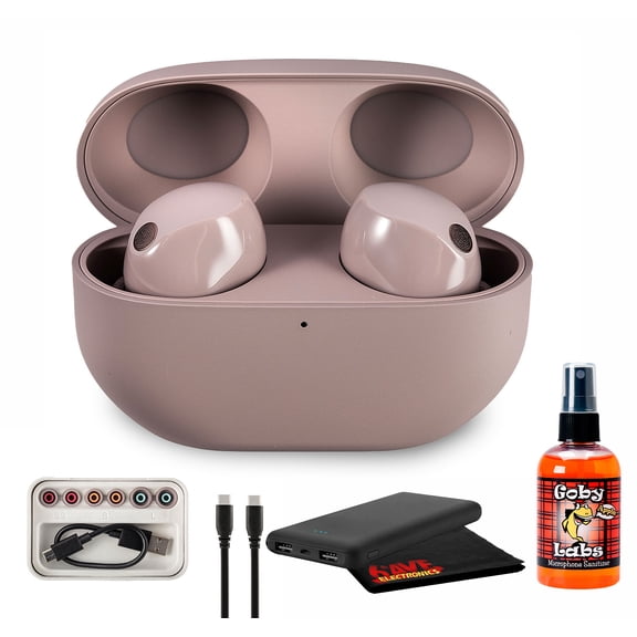 Sony WF-1000XM5 True Wireless Noise Canceling Earbuds (Pink) Hi-Res Audio, Bluetooth 5.3, Adaptive ANC, Built-In Microphone with Goby Labs Cleaner and P-Bank Bundle (International Model)