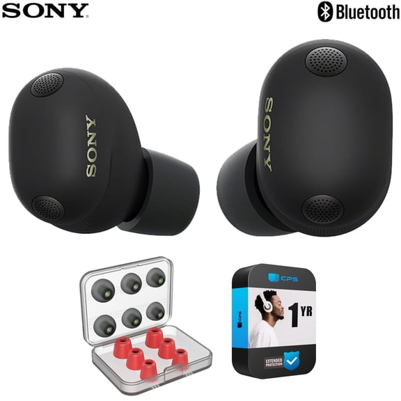 Sony WF-1000XM6 The Best Truly Wireless Noise Cancelling Earbuds 2026 Bluetooth in-Ear Headphones Up To 24hr Battery Black Bundle w/ Deco Essentials 6-Pair Earbud Tips & 1YR Enhanced Protection Pack