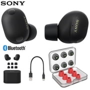 Sony WF-1000XM6 The Best Truly Wireless Noise Cancelling Earbuds 2026 Model, Bluetooth in-Ear Headphones Studio-Quality Sound Up to 24hr Battery, Black Bundle w/ Deco Essentials 6 Pairs Earbud Tips