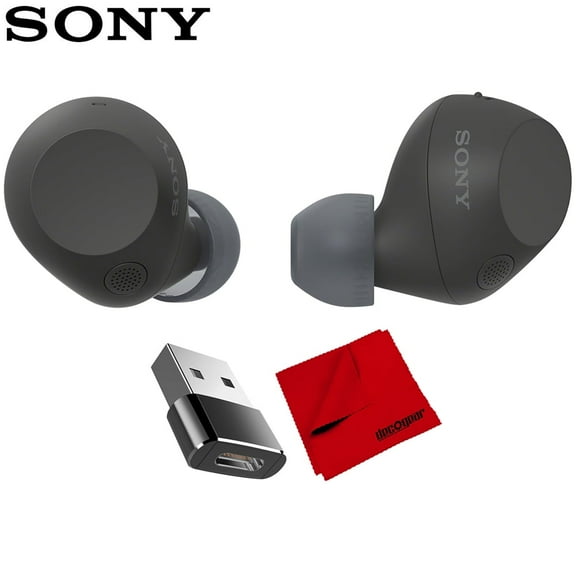 Sony WF-C710NB Truly Wireless Noise Canceling Earbuds Black Bundle with Deco Essentials Converter Adapter Type C Adapter, Type-C USB C Female To USB2.0 USB 2.0 A Male and Deco Gear Cleaning Cloth