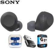 Sony WF-C710NB Truly Wireless Noise Canceling Earbuds Black Bundle with Mizco Travelocity In-Ear Headphone Colors May Vary, Converter Adapter and 1 YR CPS Enhanced Protection Pack
