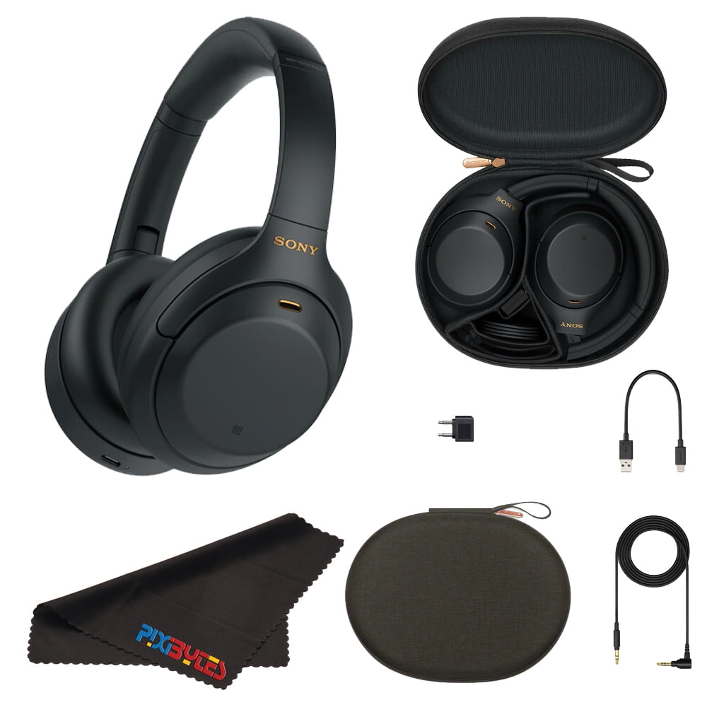 Sony WH-1000XM4 Wireless Noise-Canceling Over-Ear Headphones (Black) +  Pixi-Cloth