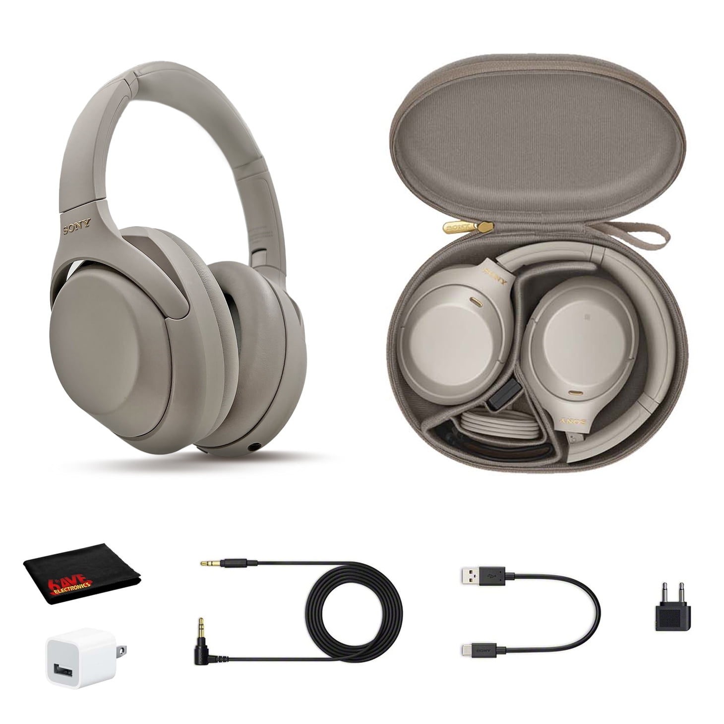 Sony WH-1000XM4 Wireless Noise Canceling Overhead Headphones (Silver) -  Bundle