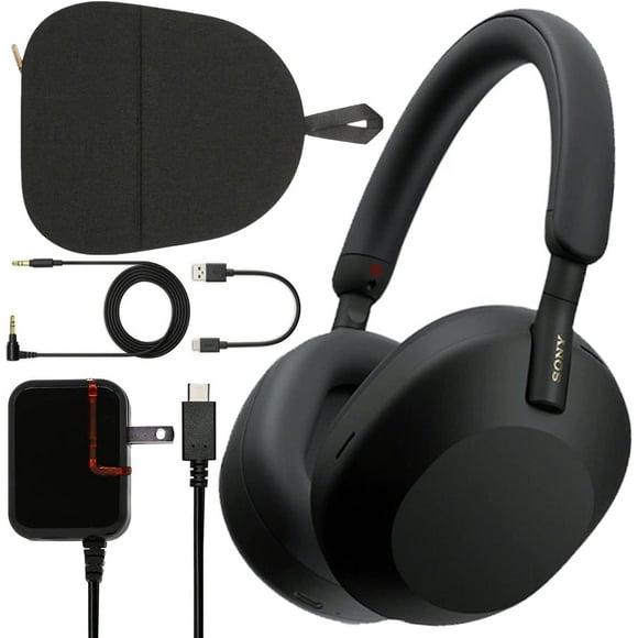 Sony WH-1000XM5 Noise-Canceling Wireless Over-Ear Headphones (Black WH1000XM5/B) Bundle + Wall Charger with USB Type-C Cable