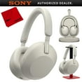 thumbnail image 1 of Sony WH-1000XM5 Wireless Industry Leading Noise Canceling Headphones, Silver Bundle with Deco Gear Pro Audio Headphone Stand - Matte Black + 6 x 6 inch Microfiber Cleaning Cloth, 1 of 12