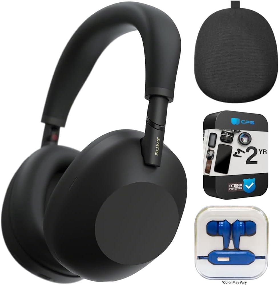 Sony WH-1000XM6 Best Wireless Noise Canceling Headphones, Black Bundle with 2 YR CPS Enhanced Protection Pack, In-Ear Headphone